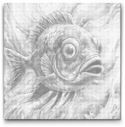  PontPöttyöző - Hal türkiz és narancs árnyalatokban Méret: 50x50cm, Keretezés: Kartonlemezen, Szín: Zöld