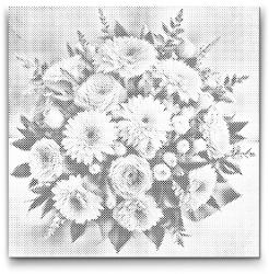  PontPöttyöző - Rózsaszín csokor Méret: 50x50cm, Keretezés: Kartonlemezen, Szín: Fekete