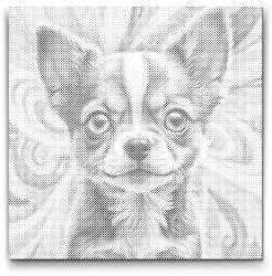 PontPöttyöző - Kiskutya türkiz és narancs árnyalatokban Méret: 50x50cm, Keretezés: Keret nélkül (csak a vászon), Szín: Kék