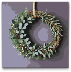  Festés számok szerint - Eukaliptusz koszorú Méret: 50x50cm, Keretezés: Kerek keret