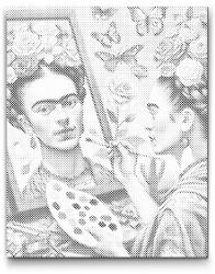 PontPöttyöző - Frida Kahlo festmény Méret: 30x40cm, Keretezés: Műanyagtáblával, Szín: Kék
