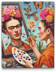  Gyémántszemes kirakó - Frida Kahlo festmény Méret: 40x50cm, Keretezés: Kartonlemezen, Gyémántok: Négyzet alakú