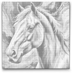  PontPöttyöző - Ló vörös és kék árnyalatokban Méret: 50x50cm, Keretezés: Kerek keret, Szín: Fekete
