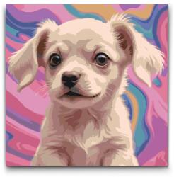  Festés számok szerint - Kiskutya rózsaszín árnyalatokban Méret: 50x50cm, Keretezés: Keret nélkül (csak a vászon)