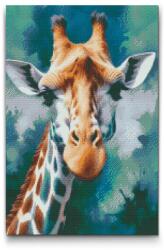  Gyémántszemes kirakó - Zsiráf a sötét türkiz árnyalataiban Méret: 40x60cm, Keretezés: Kartonlemezen, Gyémántok: Négyzet alakú