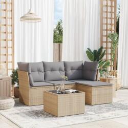 vidaXL Set canapele de grădină cu perne, 5 piese, bej, poliratan (3217549)