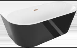 Mexen Oval свободностояща вана до стена 150 x 75 см, бяла/черна, преливане (52671507575-60)