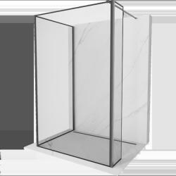 Mexen Kioto стъклена преграда за душ Walk-in 100 x 90 x 30 cm, черна рамка, четкано сиво - 800-100-090-221-66-70-030 (800-100-090-221-66-70-030)