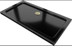 Mexen Flat правоъгълно тънко корито 140 x 70 см, черно, сифон златен - 40707014G (40707014G)
