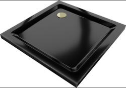 Mexen Flat квадратен душ поддушовник slim 100 x 100 cm, черен, сифон златен - 40701010G (40701010G)