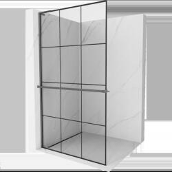Mexen Kioto+ L душ-преграда с рафт Walk-in 120 x 200 см, черна решетка, gun metal - 800-120-123-95-77 (800-120-123-95-77)