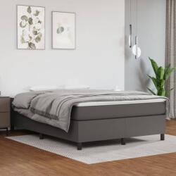 vidaXL Pat box spring cu saltea, gri, 140x190 cm, piele ecologică (3144606)