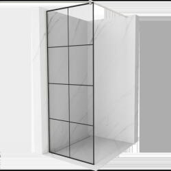 Mexen Kioto душ-стена Walk-in 80 x 200 см, черна решетка 8 мм, четкан никел - 800-080-101-97-77 (800-080-101-97-77)