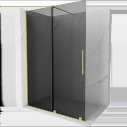 Mexen Velar плъзгаща се душ стена Walk-in 140 x 200 cm, графит 8 mm, златна четкане - 871-140-000-43-55 (871-140-000-43-55)