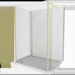 Mexen Kioto преграда за душ Walk-in 130 x 70 x 40 см, прозрачна, злато матово - 800-130-070-221-55-00-040 (800-130-070-221-55-00-040)