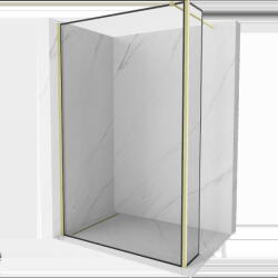 Mexen Kioto Стена за душ Walk-in 150 x 40 см, черна рамка, златно четкано - 800-150-212-55-70-040 (800-150-212-55-70-040)