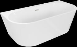 Mexen Oval+ свободностояща вана за стена 170 x 80 см, бяла, преливник от четкан (52681708000-97)