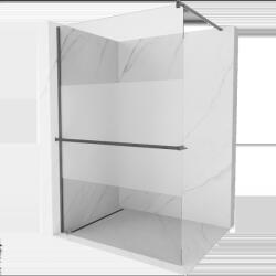 Mexen Kioto+ душ кабина с рафт Walk-in 130 x 200 см, прозрачна/матова, пистолетно сива четкана - 800-130-121-66-35 (800-130-121-66-35)