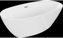 Mexen Eris самостоятелна вана 155 x 80 см, бяла, преливник в розово злато (53441558000-60)