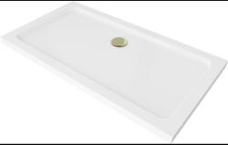 Mexen Flat правоъгълно тясно душ корито slim 120 x 70 cm, бял, златен сифон - 40107012G (40107012G)