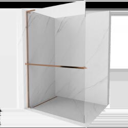 Mexen Kioto+ L душ стена с рафт Walk-in 105 x 200 см, прозрачна, розово злато - 800-105-123-60-00 (800-105-123-60-00)