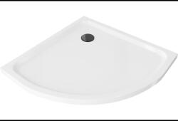 Mexen Flat полукръгъл slim 70 x 70 см, бял, черен сифон - 41107070B (41107070B)