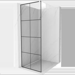 Mexen Kioto душ стена Walk-in 90 x 200 см, черна решетка 8 мм, бяла - 800-090-101-20-77 (800-090-101-20-77)