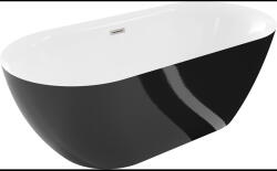 Mexen Roxy свободно стояща вана 170 x 80 cm, бяла/черна, преливане четка никел - 51201708075-97 (51201708075-97)