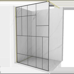 Mexen Kioto стена за душ Walk-in 70 x 200 см, черен модел 8 mm, златна четкована - 800-070-101-55-78 (800-070-101-55-78)