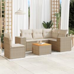 vidaXL Set canapele de grădină cu perne, 6 piese, bej, poliratan (3225449)