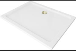 Mexen Flat правоъгълно тънко корито 100 x 80 см, бяло, сифон златен - 40108010G (40108010G)