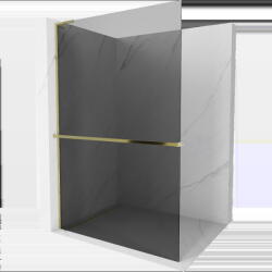 Mexen Kioto+ L душ панел с рафт Walk-in 90 x 200 cm, графит, злато - 800-090-123-50-40 (800-090-123-50-40)
