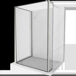 Mexen Kioto стена за душ Walk-in 100 x 90 x 30 см, черна рамка, четкан никел - 800-100-090-221-97-70-030 (800-100-090-221-97-70-030)