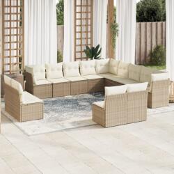 vidaXL Set canapele de grădină cu perne, 12 piese, bej, poliratan (3218418)
