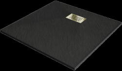 Mexen Hugo квадратен душ корито SMC 80 x 80 см, черен, капак злато - 42708080-G (42708080-G)