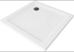 Mexen Flat квадратно тънко душово корито 90 x 90 см, бяло, черен сифон - 40109090B (40109090B)