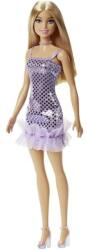 Mattel Papusa Barbie Tinute Stralucitoare Blonda Cu Rochita Mov (MTT7580_HJR93) - ookee Papusa Barbie