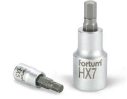 Fortum bitdugófej, imbusz, 1/2", 61CrV5/S2, mattkróm; 7mm (HX7), 55mm, FORTUM