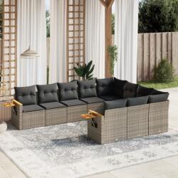 vidaXL 10 részes szürke polyrattan kerti ülőgarnitúra párnákkal (3259582)