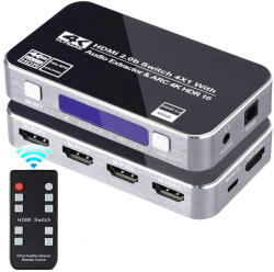 Thunder Germany SWD-401, 4×1 4K HDMI kapcsoló, audio leválasztó, HDR, 3D, ARC + távirányító - mkaudio