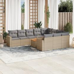 vidaXL 11részes vegyes bézs polyrattan kerti ülőgarnitúra párnákkal (3256633)