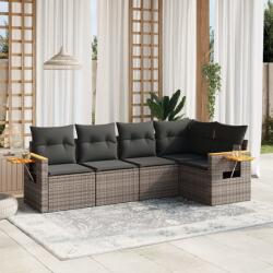 vidaXL 5 részes szürke polyrattan kerti ülőgarnitúra párnákkal (3259190)