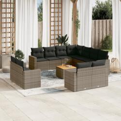 vidaXL 12 részes szürke polyrattan kerti ülőgarnitúra párnákkal (3256718)