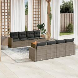 vidaXL 9 részes szürke polyrattan kerti ülőgarnitúra párnákkal (3256375)