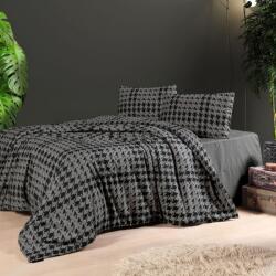 First Choice Lenjerie Flanel cu model geometric pat dublu, Sadora Antracit Lenjerie de pat