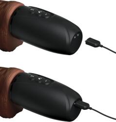  Barna herés lökő vibrátor 19 cm - 7.5" thrusting cock with balls brown