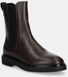 Calvin Klein bőr bokacsizma FLAT CHELSEA BOOT LTH barna, női, lapos talpú, HW0HW02180 - barna Női 36