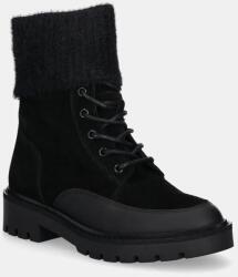Calvin Klein Jeans bokacsizma COMBAT MID LACE UP BOOT WL fekete, női, lapos talpú, YW0YW01599 - fekete Női 41