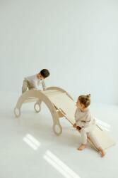 baby wood Fa Montessori fa hinta csúszdával/mászófallal L - természetes