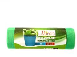 MICA'S Saci menajeri cu manere, 60 L. 20 buc/rola, verde, MICA'S (MC20296)